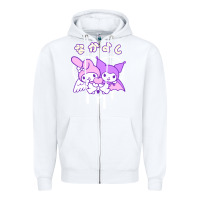 White melody and kuromi heart Zipper Hoodie - artisFamous