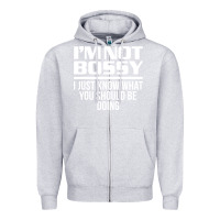 Heather Grey I'M NOT BOSSY I JUST KNOW WHAT YOU SHOULD BE DOING FUNNY Zipper Hoodie - artisFamous