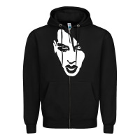 Black marilyn manson face Zipper Hoodie - artisFamous