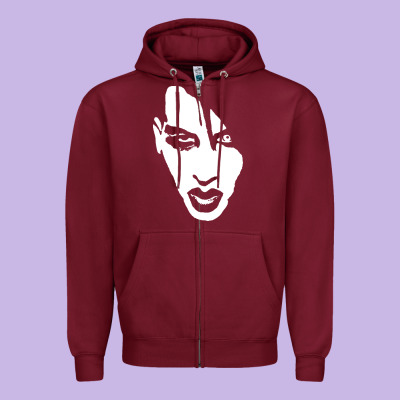 Marilyn Manson Face Zipper Hoodie Designed By Artisfamous