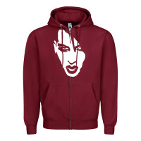 Burgundy marilyn manson face Zipper Hoodie - artisFamous