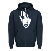 Navy marilyn manson face Zipper Hoodie - artisFamous