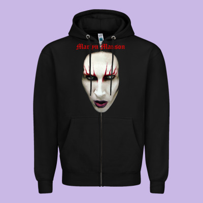 Marilyn Manson Zipper Hoodie Designed By Artisfamous