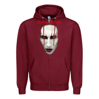 Burgundy marilyn manson Zipper Hoodie - artisFamous