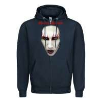 Navy marilyn manson Zipper Hoodie - artisFamous