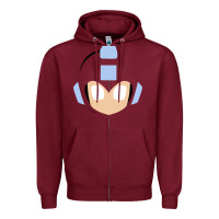Burgundy mega man retro video game face Zipper Hoodie - artisFamous