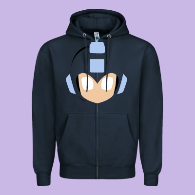Mega Man Retro Video Game Face Zipper Hoodie Designed By Artisfamous
