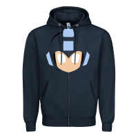 Navy mega man retro video game face Zipper Hoodie - artisFamous