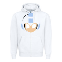 White mega man retro video game face Zipper Hoodie - artisFamous