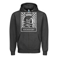 Charcoal Heather cosmonaut – retro soviet space race Zipper Hoodie - artisFamous