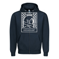 Navy cosmonaut – retro soviet space race Zipper Hoodie - artisFamous