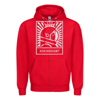 Red cosmonaut – retro soviet space race Zipper Hoodie - artisFamous