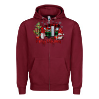 Burgundy merry christmas gnome caravan Zipper Hoodie - JahusDesignShop