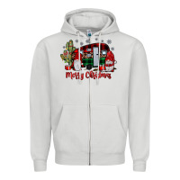 Dove Grey merry christmas gnome caravan Zipper Hoodie - JahusDesignShop
