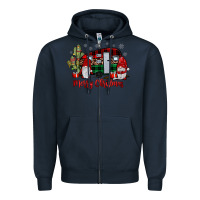 Navy merry christmas gnome caravan Zipper Hoodie - JahusDesignShop