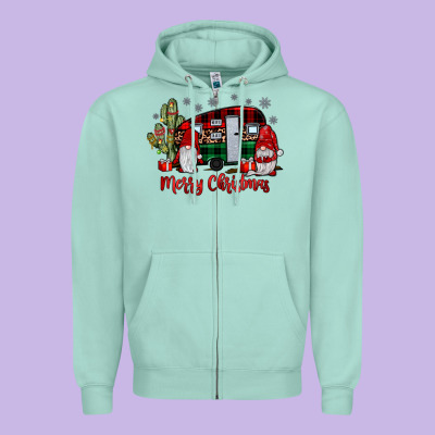 Merry Christmas Gnome Caravan Zipper Hoodie Designed By Jahusdesignshop