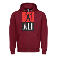 Burgundy ali the legend Zipper Hoodie - artisFamous