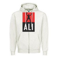 Oatmeal Heather ali the legend Zipper Hoodie - artisFamous
