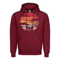 Burgundy cat retro vintage style Zipper Hoodie - artisFamous