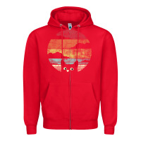 Red cat retro vintage style Zipper Hoodie - artisFamous
