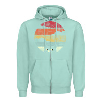 Seafoam cat retro vintage style Zipper Hoodie - artisFamous