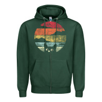 Sports Green cat retro vintage style Zipper Hoodie - artisFamous