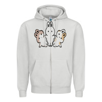 Dove Grey bunnys Zipper Hoodie - artisFamous