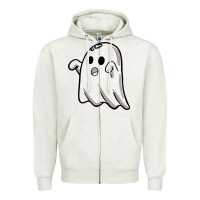 Oatmeal Heather ghost Zipper Hoodie - artisFamous