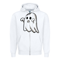 White ghost Zipper Hoodie - artisFamous