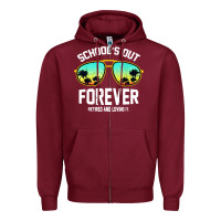 School Out Forever Retired Teacher Retro Summer Zipper Hoodie | Teevron