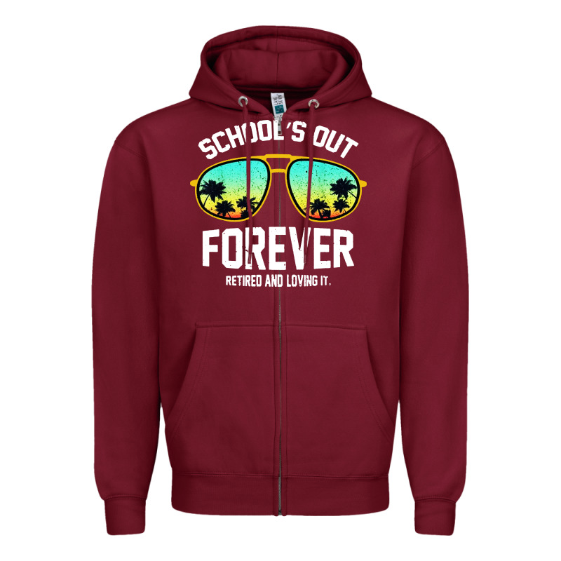 School Out Forever Retired Teacher Retro Summer Zipper Hoodie by artisFamous | Teevron