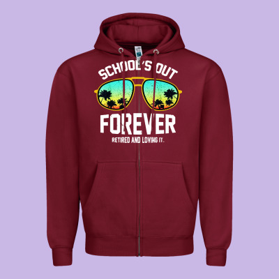 School Out Forever Retired Teacher Retro Summer Zipper Hoodie Designed By Artisfamous