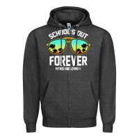 Charcoal Heather school out forever retired teacher retro summer Zipper Hoodie - artisFamous
