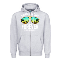 Heather Grey school out forever retired teacher retro summer Zipper Hoodie - artisFamous