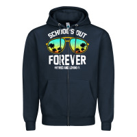Navy school out forever retired teacher retro summer Zipper Hoodie - artisFamous