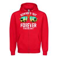 Red school out forever retired teacher retro summer Zipper Hoodie - artisFamous