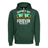 Sports Green school out forever retired teacher retro summer Zipper Hoodie - artisFamous