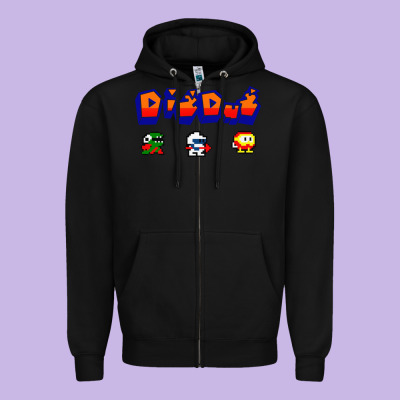 Dig Dug Zipper Hoodie Designed By Artisfamous