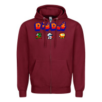 Burgundy dig dug Zipper Hoodie - artisFamous