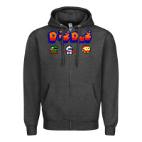 Charcoal Heather dig dug Zipper Hoodie - artisFamous