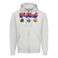 Dove Grey dig dug Zipper Hoodie - artisFamous