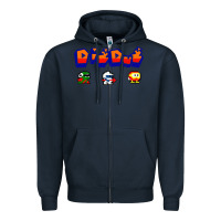 Navy dig dug Zipper Hoodie - artisFamous