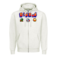 Oatmeal Heather dig dug Zipper Hoodie - artisFamous