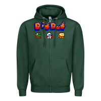 Sports Green dig dug Zipper Hoodie - artisFamous