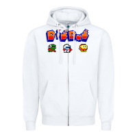 White dig dug Zipper Hoodie - artisFamous