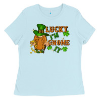 Baby Blue lucky i'm gnome it St. Patricks Day Ladies Tee - FaDigitalArtStudio