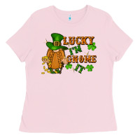 Bubblegum Pink lucky i'm gnome it St. Patricks Day Ladies Tee - FaDigitalArtStudio