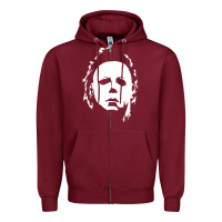 Burgundy halloween horror myers Zipper Hoodie - artisFamous
