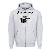 Heather Grey ludwig drum Zipper Hoodie - artisFamous