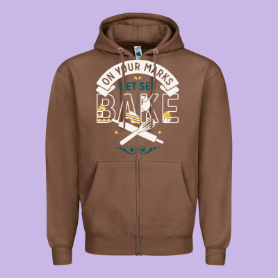 On Your Marks Get Set Bake Zipper Hoodie Designed By Artisfamous